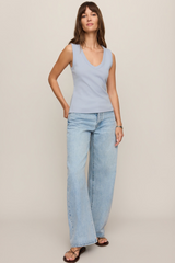 Gray Ellie Rib V-Neck Tank Tank Top