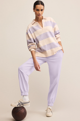 Light Gray Rugby Brushed Fleece Henley Top