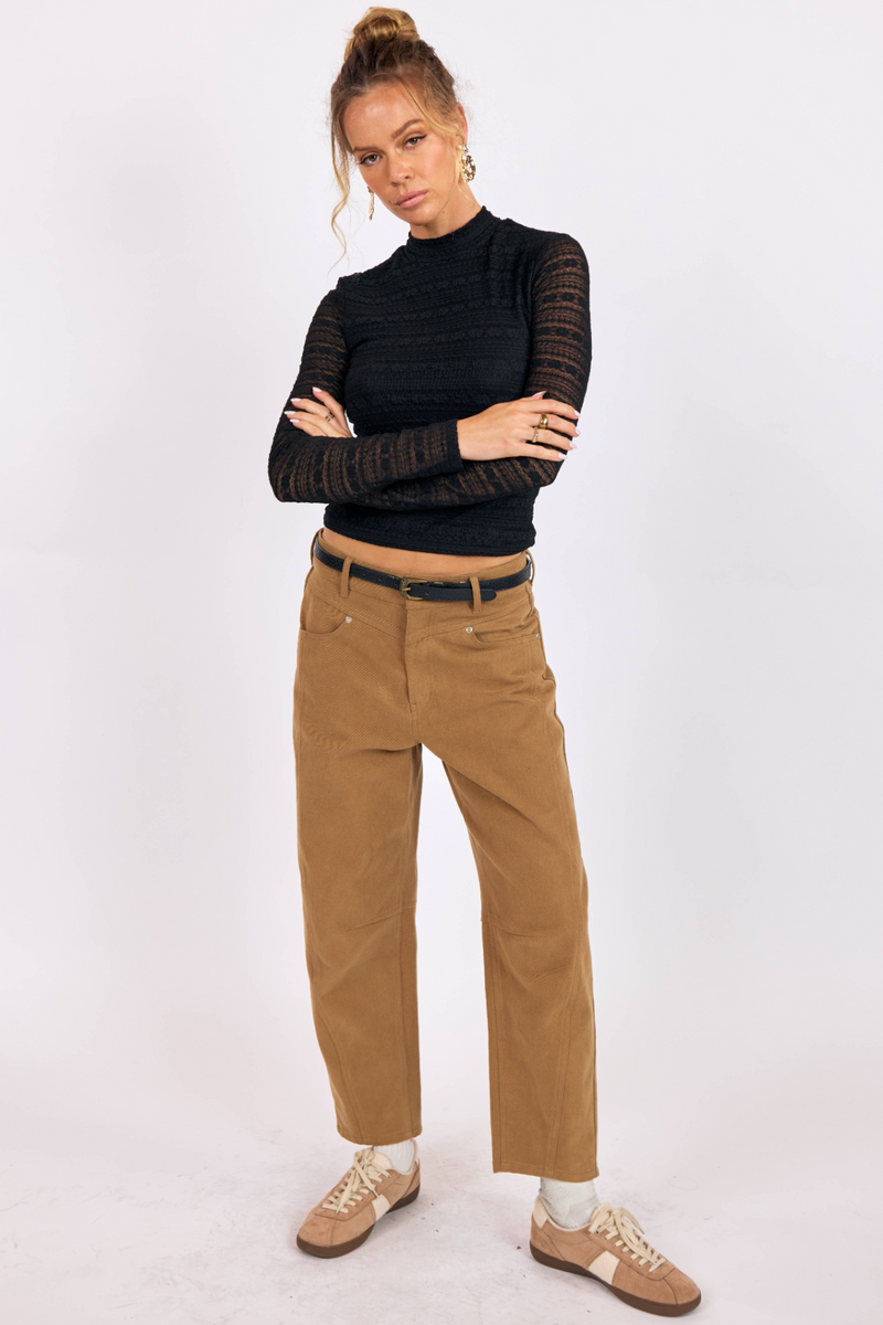 Lavender Sundance Lace Mock Neck Top Top