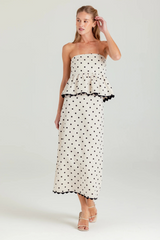 Light Gray Polka Dot Alden Skirt Maxi Skirt