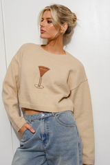 Gray Espresso Martini Hour Cropped Sweater sweater