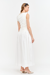 Lavender Audrey Mixed Media Asymmetrical Midi Midi Dress