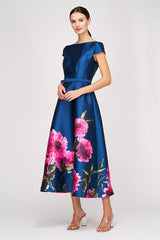 Light Gray Ina Tea Length Dress Midi Dress