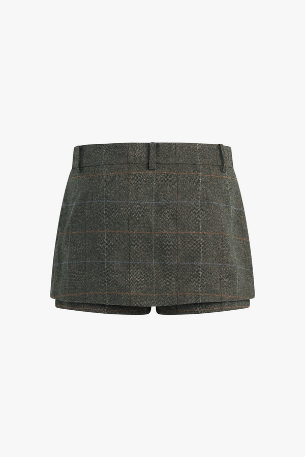Dark Slate Gray The Spencer Skort in Mocha Plaid Skort