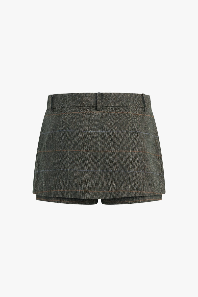 Dark Slate Gray The Spencer Skort in Mocha Plaid Skort
