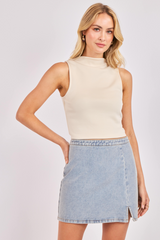 Light Gray Hustle Sleeveless Crop Top Top