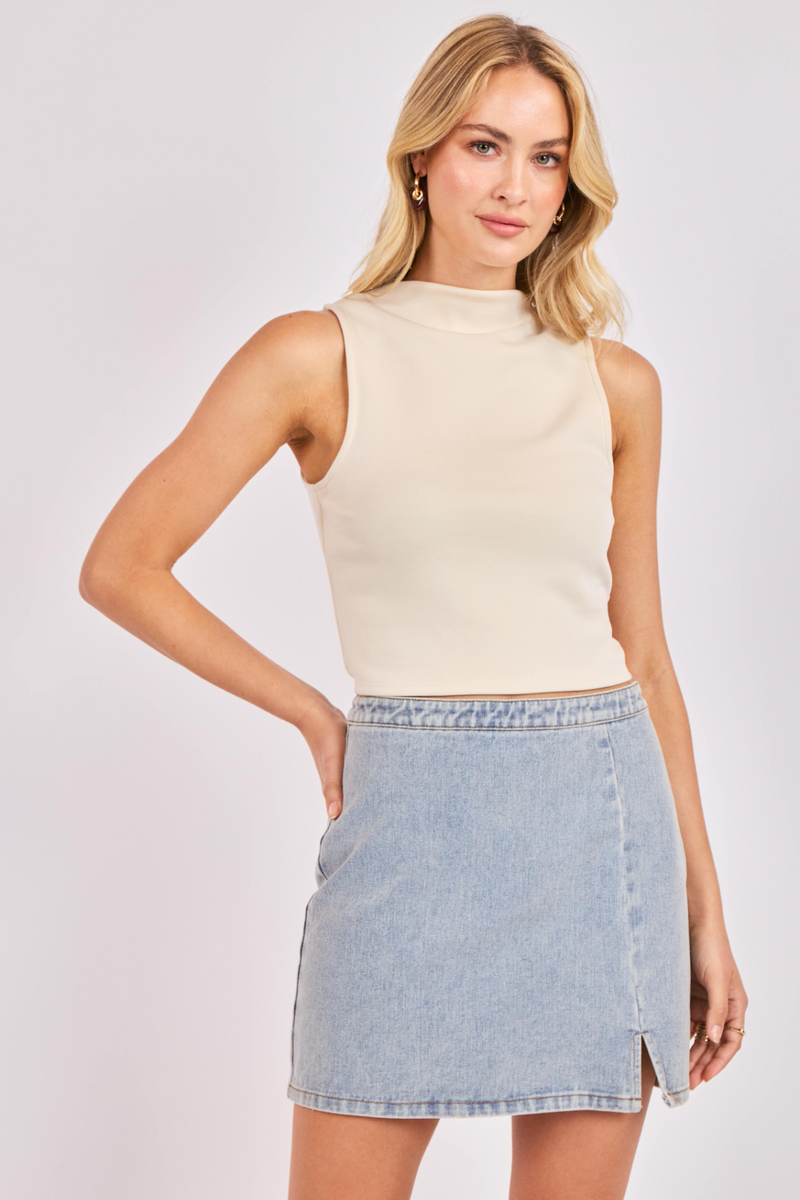 Light Gray Hustle Sleeveless Crop Top Top