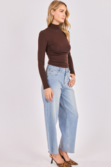 Light Gray Coralie Turtleneck Knit Top Top