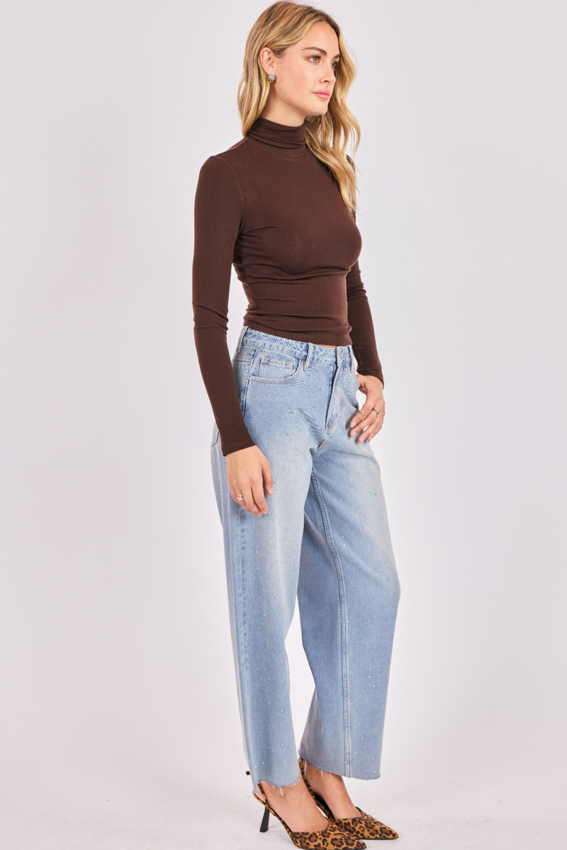 Light Gray Coralie Turtleneck Knit Top Top