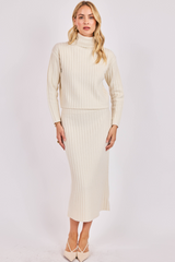 Light Gray Cosette Turtleneck Rib Sweater Sweater