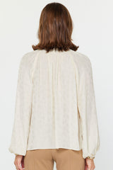 Light Gray Kayla Paisley Jacquard Blouse Top