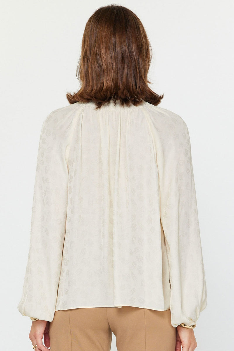 Light Gray Kayla Paisley Jacquard Blouse Top