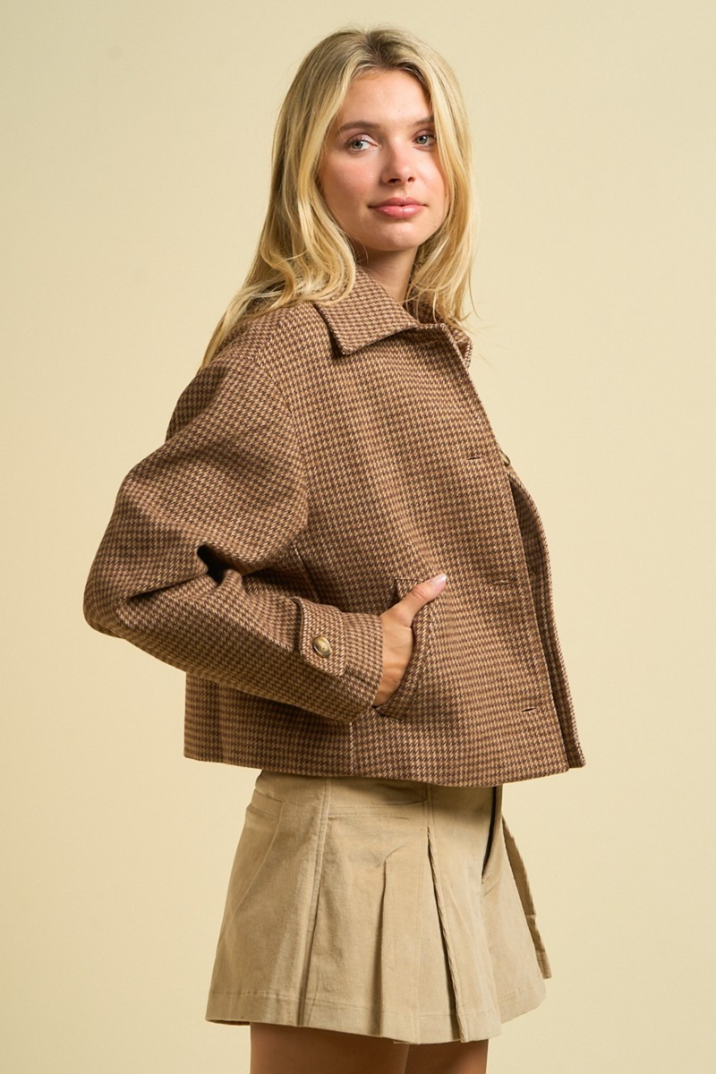 Wheat Big Game Houndstooth Cropped Jacket Jacket