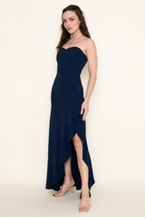 Beige Moonlit Melody Strapless Maxi Dress Maxi Dress