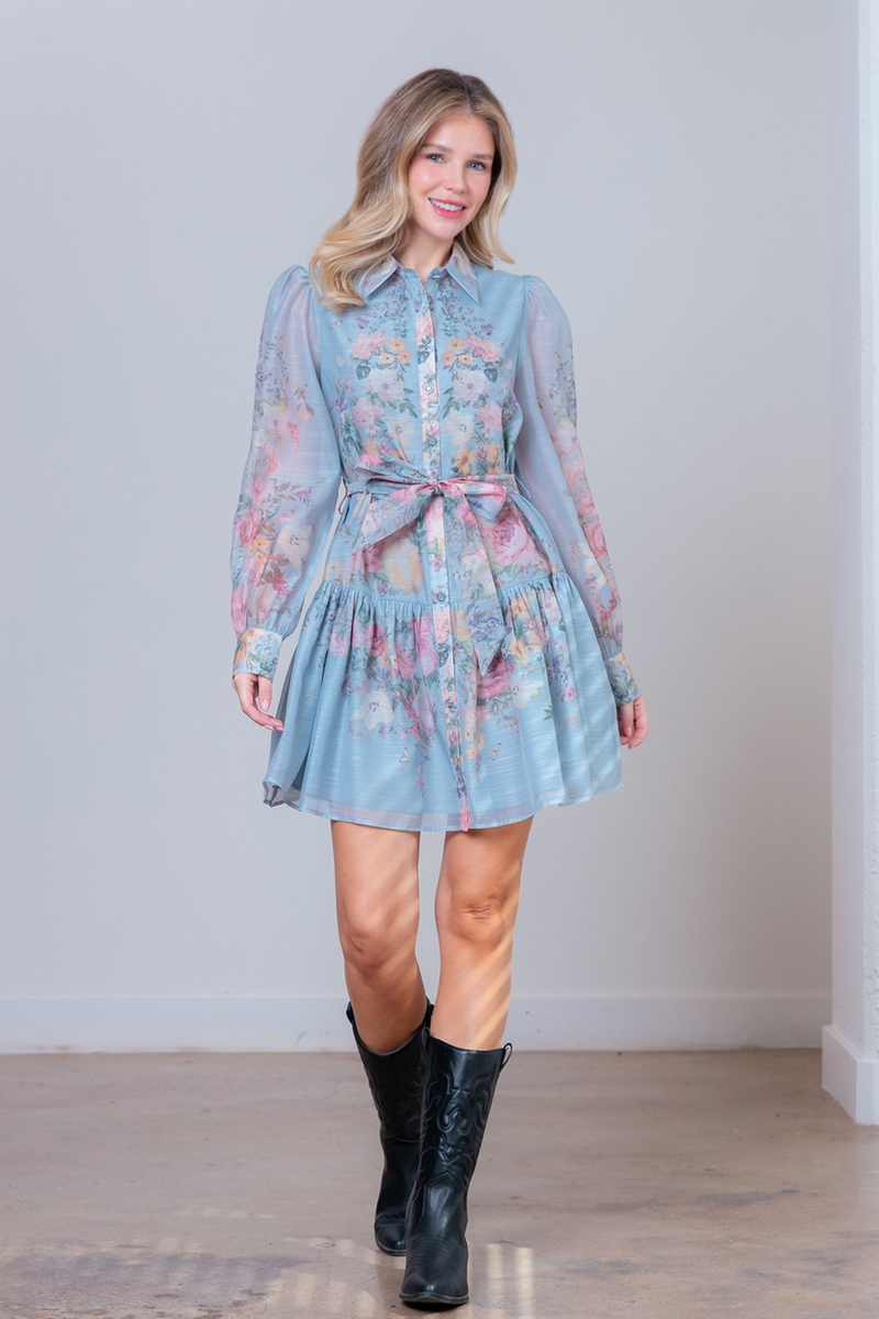 Gray Andrea Floral Dress Dress