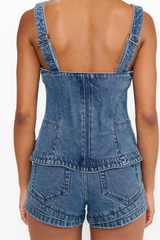 Dark Slate Blue Shay Corset Top Top