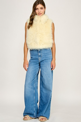 Light Gray Emerson Faux Fur Vest Vest