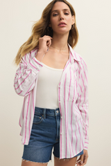Antique White The Perfect Linen Stripe Top Shirts & Tops