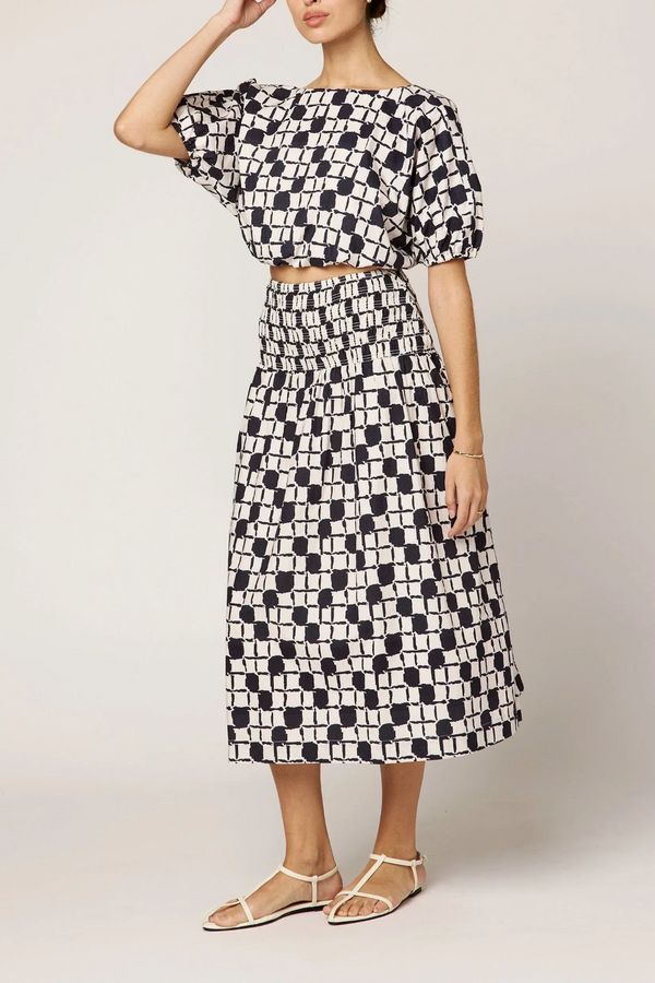 Light Gray Melanie Midi Skirt in San Marino Print Midi Skirt