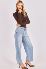 Light Gray Coralie Turtleneck Knit Top Top