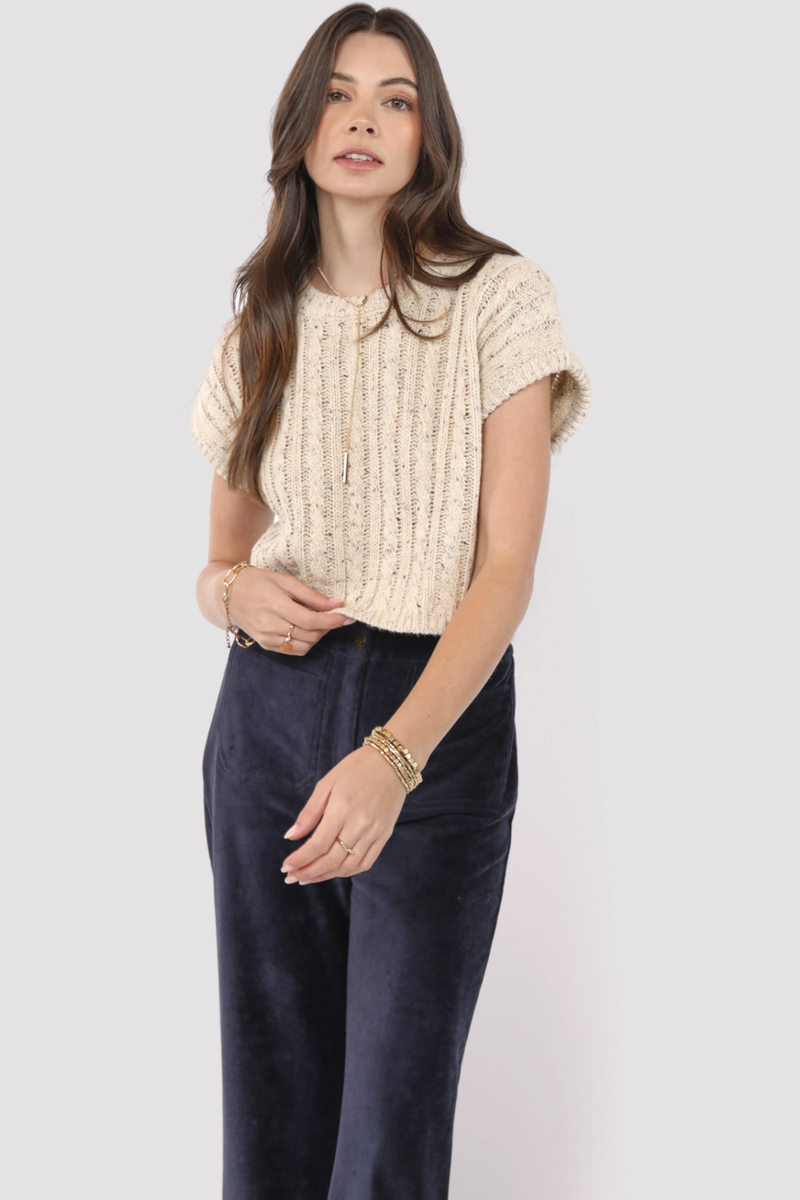 Light Gray Effortless Cable Knit Sweater Tank Tank