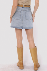 Light Gray Mostly Likely Embroidered Denim Skirt Skirt