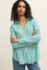 Antique White The Perfect Linen Stripe Top Shirts & Tops