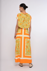Light Gray Berri Midi Skirt in Orange Blossom Print Midi Skirt