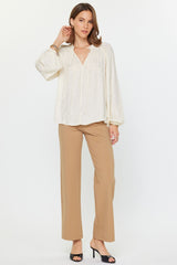 Antique White Kayla Paisley Jacquard Blouse Top