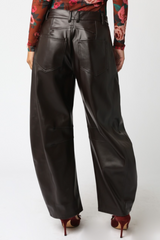 Light Gray Marian Pu Leather Barrel Pant Pant