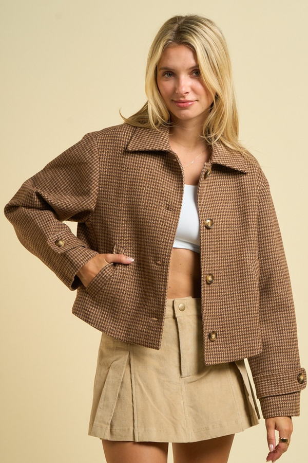 Wheat Big Game Houndstooth Cropped Jacket Jacket