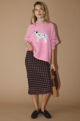 Dim Gray Dalmatian Fuzzy Graphic Sweater Sweater