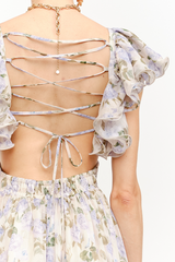 White Smoke Jillian Flutter Sleeve Floral Dress Midi Dress