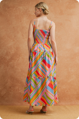 Tan Rainbow Rhythm Midi Dress Midi Dress