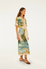 Seashell Off-White Royal Sea Collared Midi Dress Midi Dress