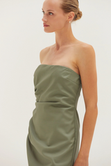 Light Gray Reeve Vegan Leather Tube Midi Dress Midi Dress