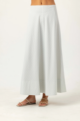 Antique White Matilda Skirt in Silver Top Stitch Maxi Skirt
