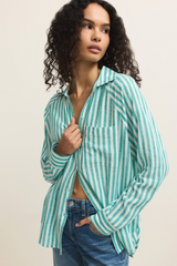 Antique White The Perfect Linen Stripe Top Shirts & Tops