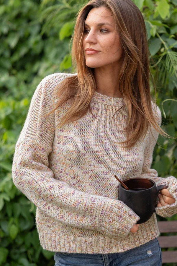 Dim Gray Josef Marled Crew Chunky Sweater