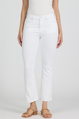 Light Gray Jeanne Mid Rise Cropped Flare Jeans | White Jeans