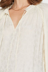 Light Gray Kayla Paisley Jacquard Blouse Top