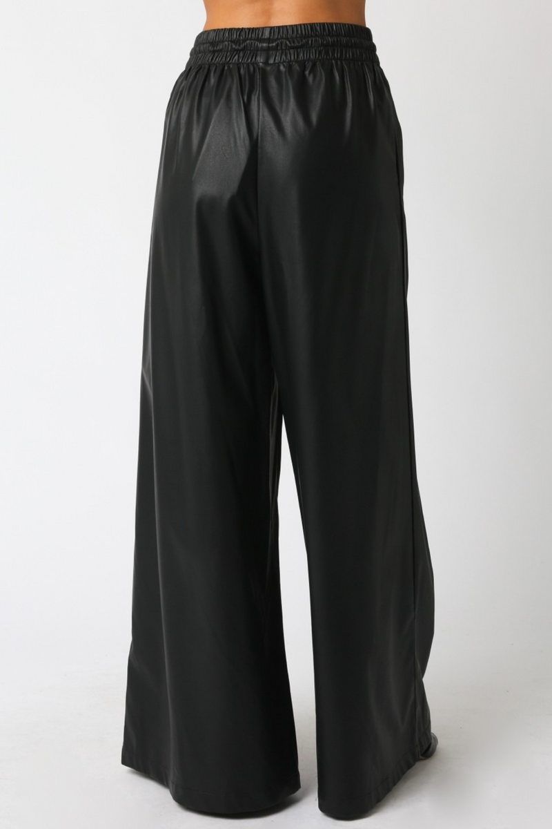 Light Gray Ashland PU Wide Leg Pant Pant