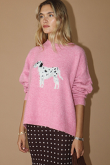 Dim Gray Dalmatian Fuzzy Graphic Sweater Sweater