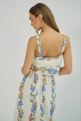 Gray Adri Top in Ivory/Multi Folksy Floral Stripe Top
