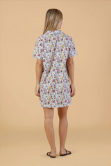 Tan Wells Dress in Aqueous Petals Mini Dress