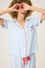 Light Gray Lady Lucky Striped PJ Short Set PJ Set