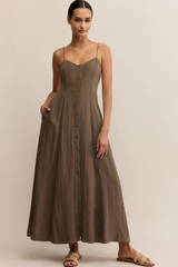 Dark Olive Green Angel Eyes Midi Dress Midi Dress