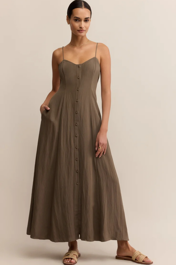 Dark Olive Green Angel Eyes Midi Dress Midi Dress