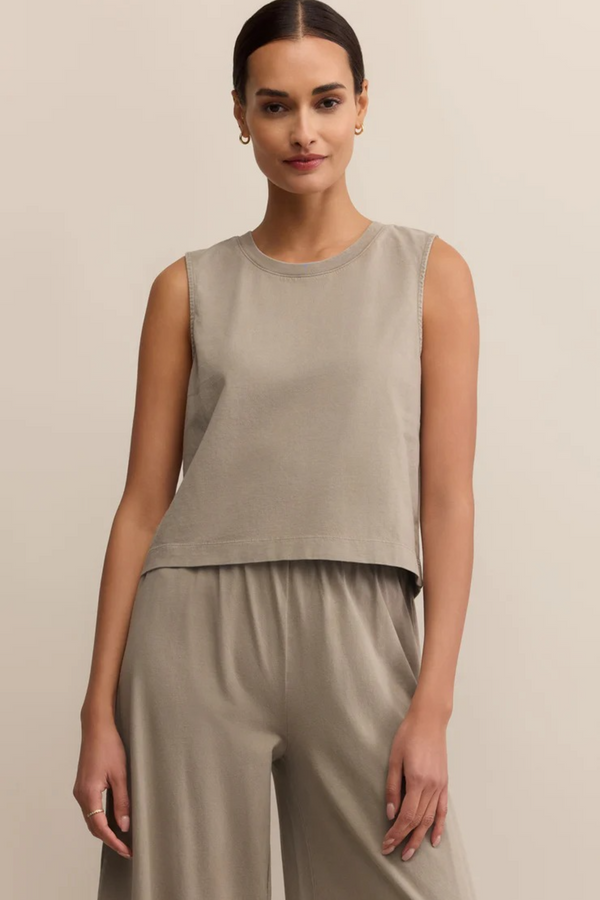 Gray Sloane Cotton Jersey Muscle Tank Top