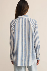 Light Gray The Perfect Linen Stripe Top Shirts & Tops
